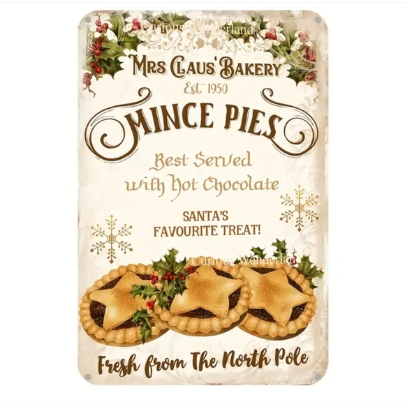 ONE Christmas Vintage Reproduction Metal Tin Sign 8X12". MESSAGE ME WITH… - Picture 11 of 11